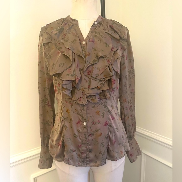 Ralph Lauren silk ruffle blouse - Picture 1 of 6